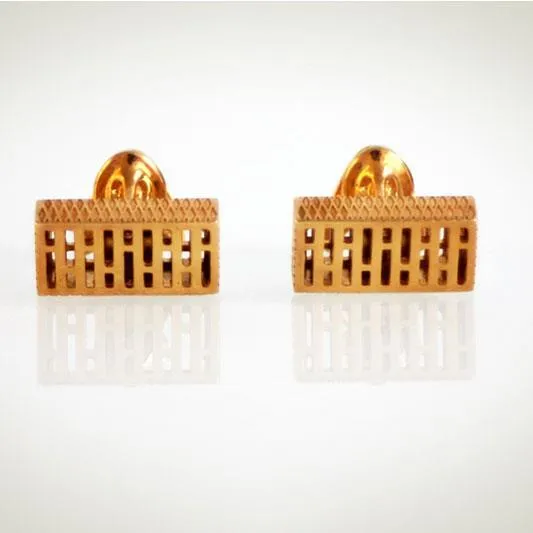 Запонки Кирпич из серебра 925 пробы с покрытием золотом